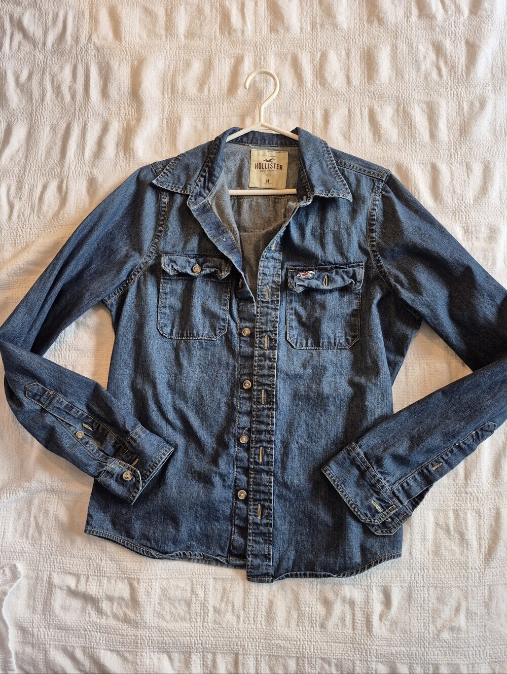 Hilistet men's Medium jean button up shirt  dark wash VGUC